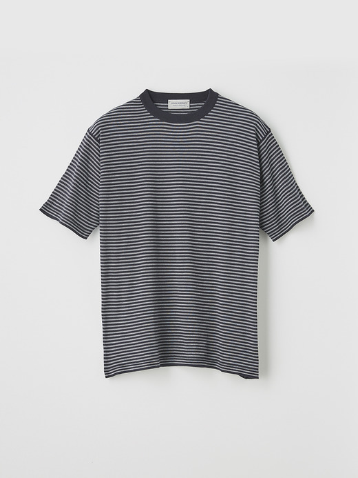 ユニセックス30G 半袖 マイクロボーダーニットTシャツ 詳細画像 NO4(S4631) 2