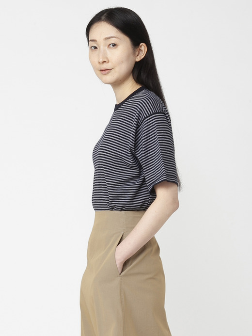 ユニセックス30G 半袖 マイクロボーダーニットTシャツ 詳細画像 NO4(S4631) 5
