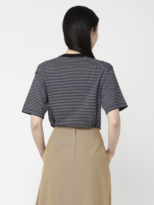 ユニセックス30G 半袖 マイクロボーダーニットTシャツ 詳細画像 NO4(S4631) 6