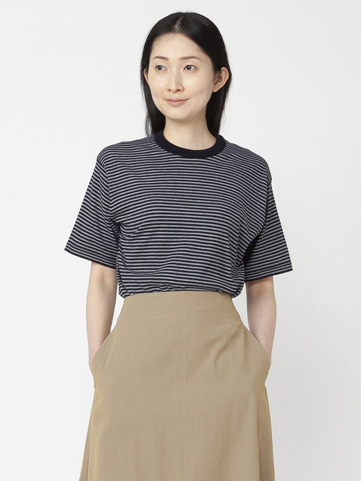 ユニセックス30G 半袖 マイクロボーダーニットTシャツ 詳細画像 NO4(S4631) 7