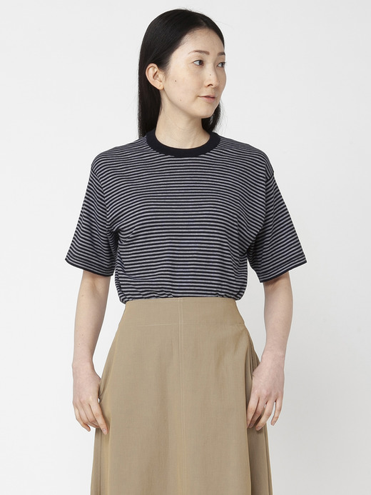 ユニセックス30G 半袖 マイクロボーダーニットTシャツ 詳細画像 NO4(S4631) 8