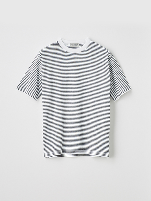 ユニセックス30G 半袖 マイクロボーダーニットTシャツ 詳細画像 NO5(S4631) 1