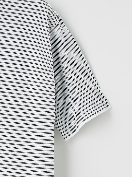 ユニセックス30G 半袖 マイクロボーダーニットTシャツ 詳細画像 NO5(S4631) 2