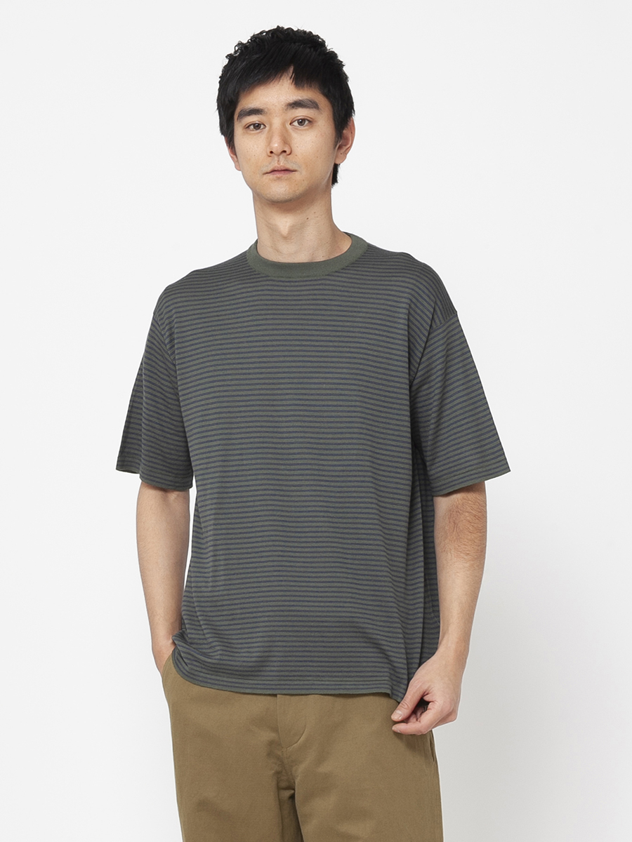 低価2023 JOHN SMEDLEY(ジョン スメドレー) ユニセックス30G 半袖  マイクロボーダーニットTシャツ(S4631)：news-webshop（ニューズ）