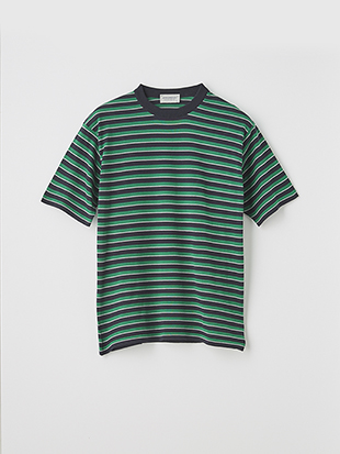 ユニセックス30G 半袖 ボーダーニットTシャツ