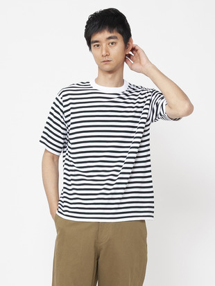 ユニセックス30G 半袖 ボーダーニットTシャツ