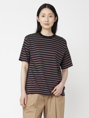 ユニセックス30G 半袖 ボーダーニットTシャツ