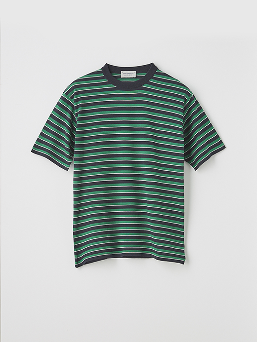 ユニセックス30G 半袖 ボーダーニットTシャツ 詳細画像 NO1(S4632) 1