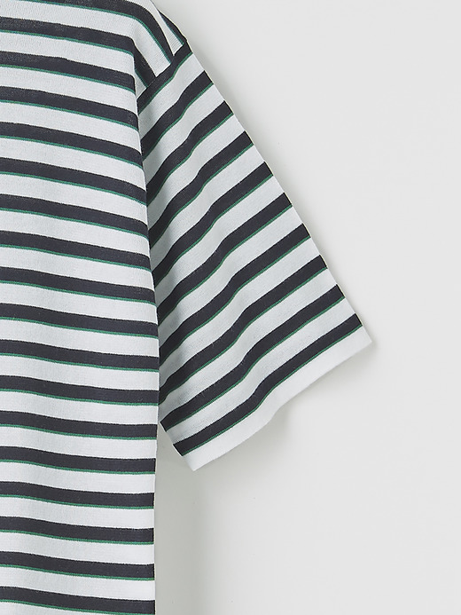 ユニセックス30G 半袖 ボーダーニットTシャツ 詳細画像 NO2(S4632) 4