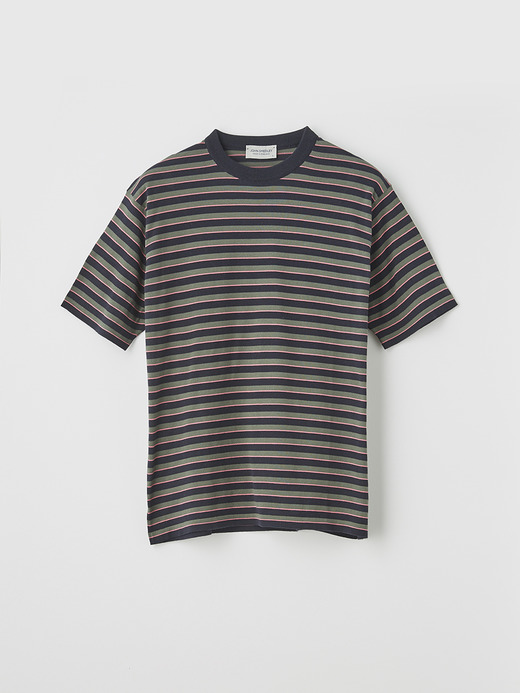 ユニセックス30G 半袖 ボーダーニットTシャツ 詳細画像 NO3(S4632) 2