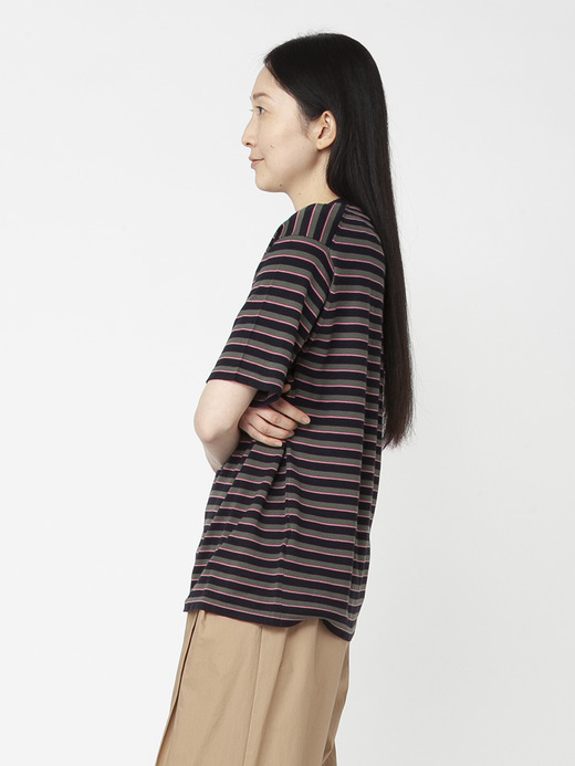 ユニセックス30G 半袖 ボーダーニットTシャツ 詳細画像 NO3(S4632) 5