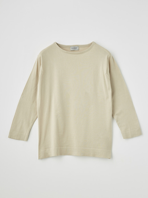メンズ 30G 8分袖 ニット バスクシャツ 詳細画像 ALMOND 1