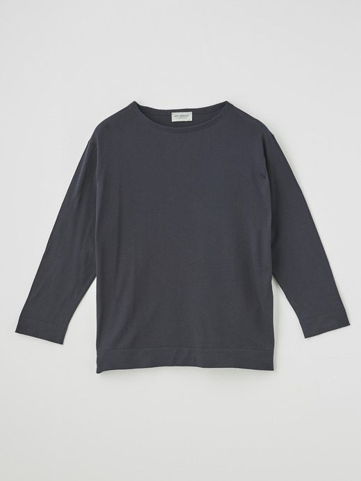 メンズ 30G 8分袖 ニット バスクシャツ 詳細画像 NAVY 1