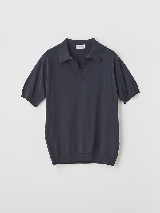 メンズ 30G 半袖スキッパーニット 詳細画像 NAVY 1