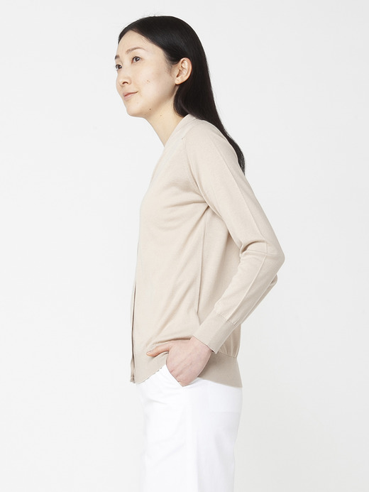 レディース 30G 長袖 Vネックカーディガン【MODERN FIT】 詳細画像 ALMOND 3