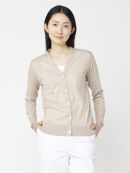 レディース 30G 長袖 Vネックカーディガン【MODERN FIT】 詳細画像 ALMOND 5