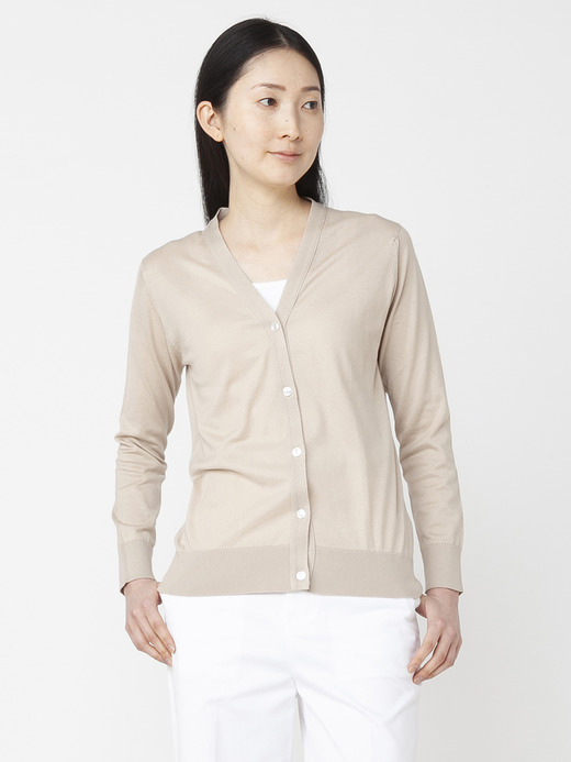 レディース 30G 長袖 Vネックカーディガン【MODERN FIT】 詳細画像 ALMOND 6