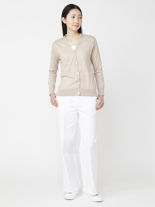 レディース 30G 長袖 Vネックカーディガン【MODERN FIT】 詳細画像 ALMOND 7