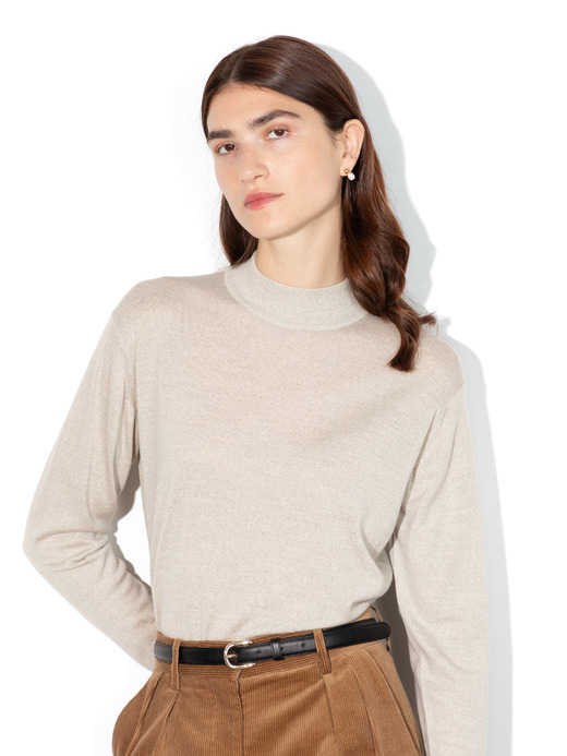 モックネック長袖ニットプルオーバー| AMITY | 30G COMMON FIT 詳細画像 GREY FLEECE 1