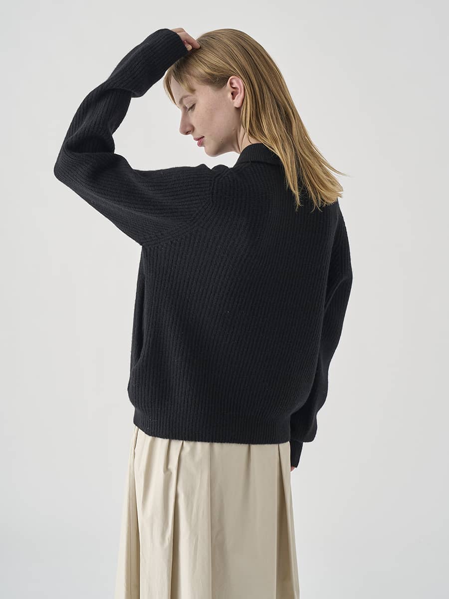 JOHN SMEDLEY 黒 カシミア ウール フルジップカーディガン