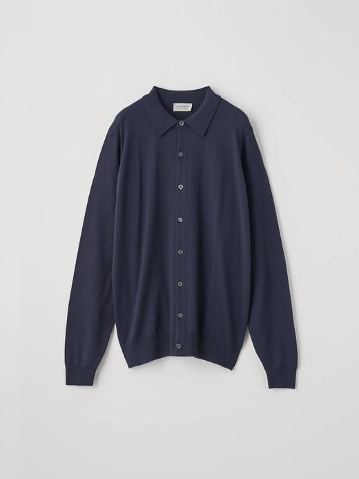 襟付き長袖ニットシャツカーディガン | TIBOR | 24G EASY FIT 詳細画像 MIDNIGHT 2