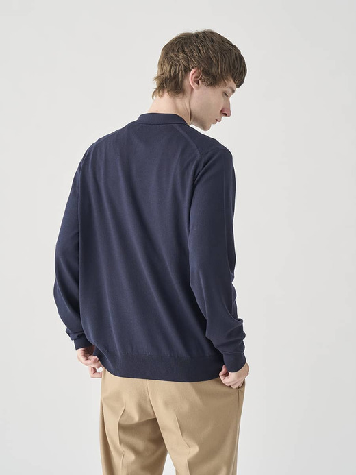 襟付き長袖ニットシャツカーディガン | TIBOR | 24G EASY FIT 詳細画像 MIDNIGHT 7