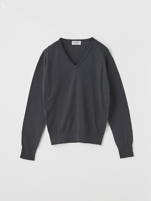 V-neck Long sleeved Sweater | ANNE | 30G COMMON FIT 詳細画像 BLACK 1