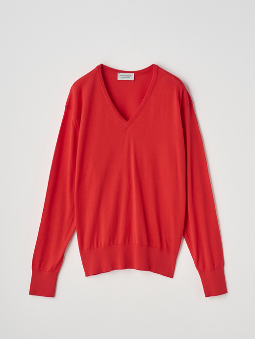 V-neck Long sleeved Sweater | ANNE | 30G COMMON FIT 詳細画像 BLAZE RED 2