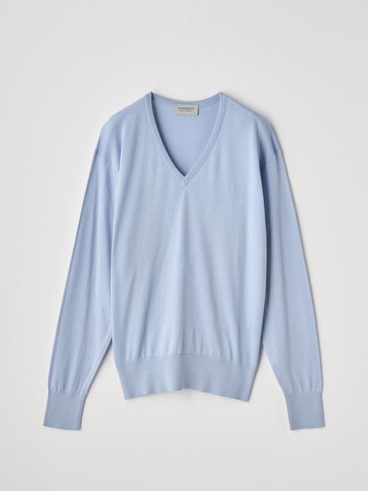 V-neck Long sleeved Sweater | ANNE | 30G COMMON FIT 詳細画像 MIRAGE BLUE 1