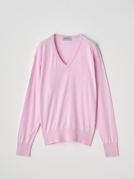 V-neck Long sleeved Sweater | ANNE | 30G COMMON FIT 詳細画像 MALLOW PINK 1