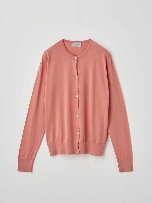 Round neck Long sleeved Cardigan | ELINOR | 30G MODERN FIT 詳細画像 CORAL 1
