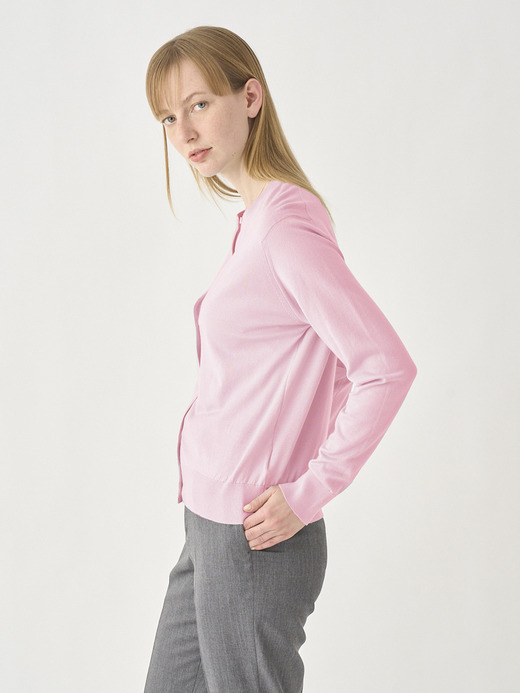 Round neck Long sleeved Cardigan | ELINOR | 30G MODERN FIT 詳細画像 MALLOW PINK 2