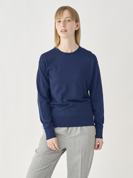 Round neck Long sleeved Sweater | EMMA | 30G COMMON FIT 詳細画像 FRENCH NAVY 2
