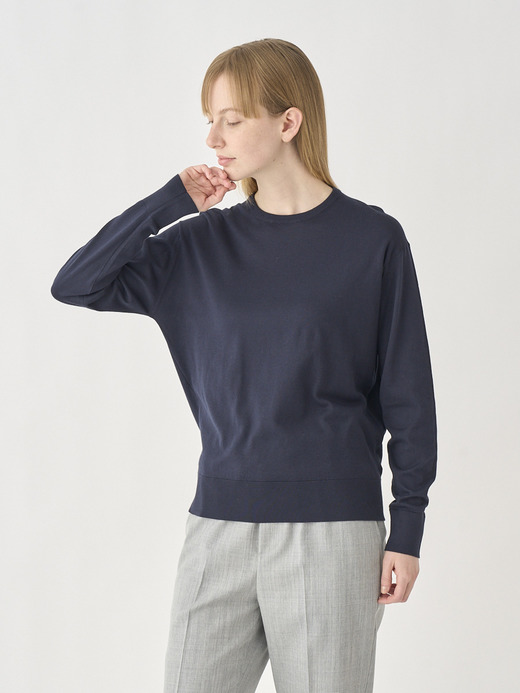 Round neck Long sleeved Sweater | EMMA | 30G COMMON FIT 詳細画像 NAVY 1