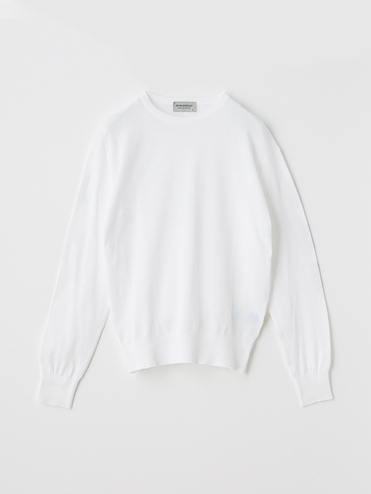 Round neck Long sleeved Sweater | EMMA | 30G COMMON FIT 詳細画像 WHITE 1