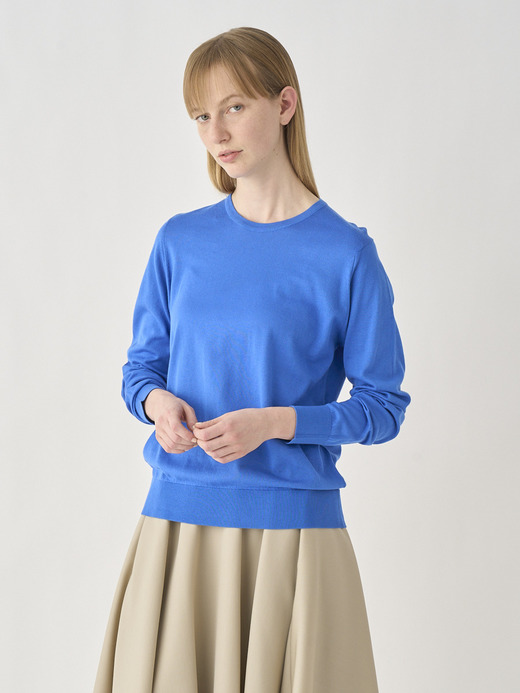 Round neck Long sleeved Sweater | EVONNE | 30G MODERN FIT 詳細画像 ELECTRIC BLUE 1