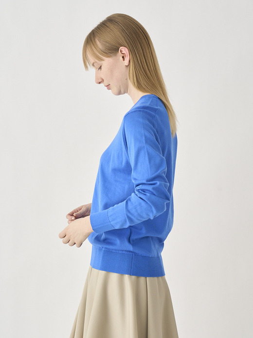Round neck Long sleeved Sweater | EVONNE | 30G MODERN FIT 詳細画像 ELECTRIC BLUE 3