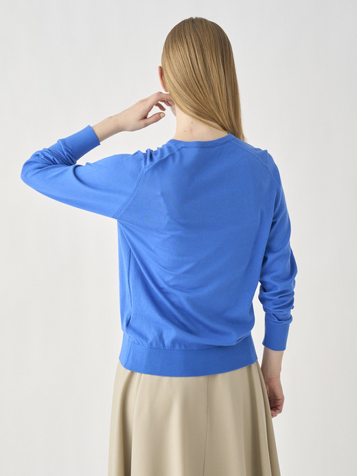 Round neck Long sleeved Sweater | EVONNE | 30G MODERN FIT 詳細画像 ELECTRIC BLUE 4