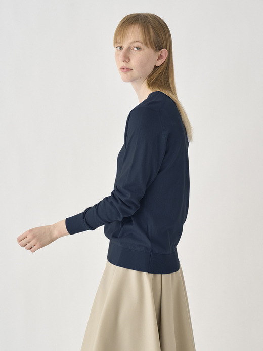 Round neck Long sleeved Sweater | EVONNE | 30G MODERN FIT 詳細画像 NAVY 2