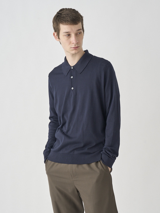 Long sleeved Polo Shirt | FINCHLEY | 30G EASY FIT 詳細画像 NAVY 1