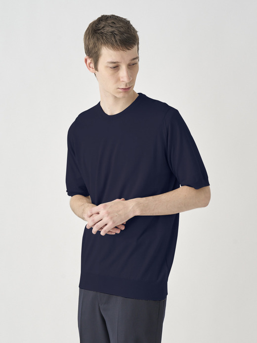 [Anglo Indian Gauze] Crew neck T-Shirt | HILCOTE | 30G EASY FIT 詳細画像 NAVY 2