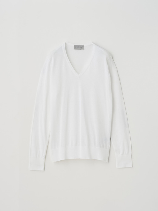V-neck Long sleeved Sweater | JULIE | 30G MODERN FIT  詳細画像 WHITE 1
