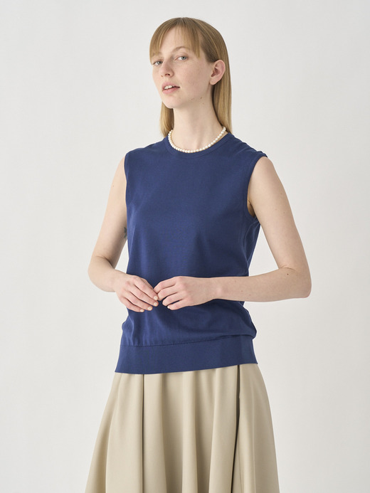 Round neck Sleeveless Top | KERRY | 30G MODERN FIT 詳細画像 FRENCH NAVY 1