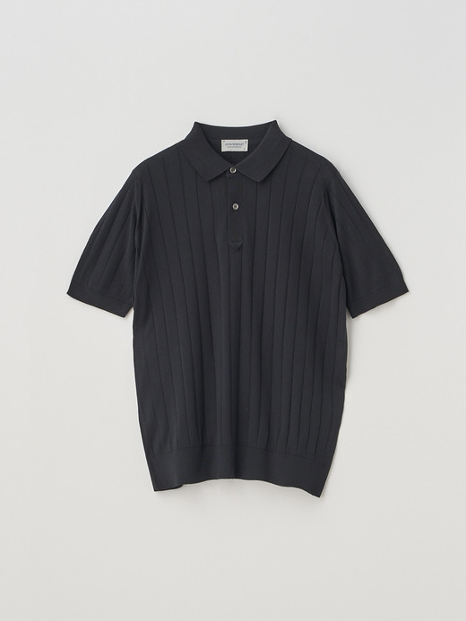 Rib Polo Shirt | LEESHAW | 30G EASY FIT 詳細画像 BLACK 1