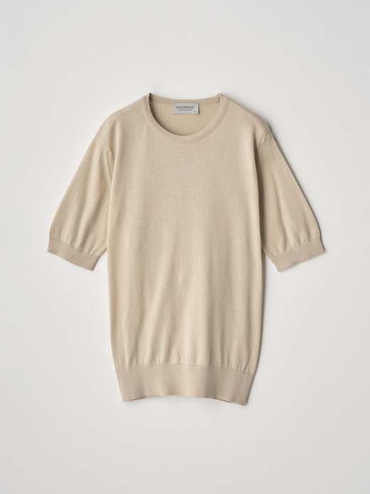 Round neck Short sleeved Sweater | NELL | 30G MODERN FIT 詳細画像 ALMOND 1
