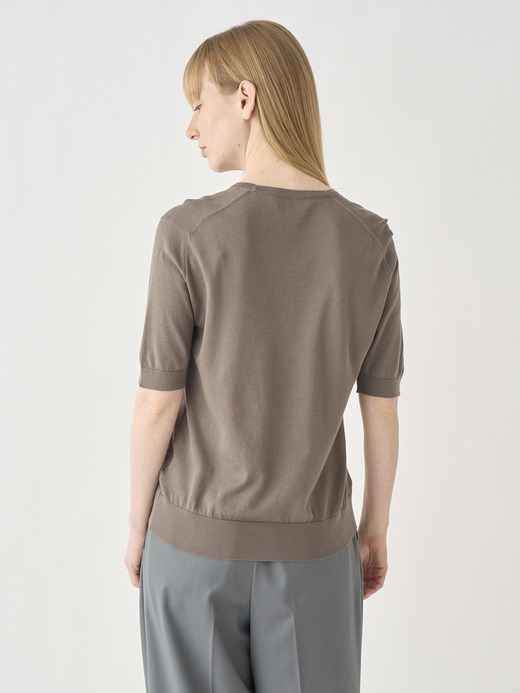 Round neck Short sleeved Sweater | NELL | 30G MODERN FIT 詳細画像 BEIGE MUSK 4