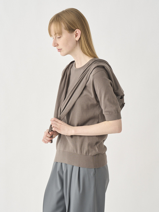 Round neck Short sleeved Sweater | NELL | 30G MODERN FIT 詳細画像 BEIGE MUSK 6