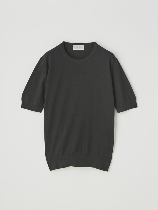 Round neck Short sleeved Sweater | NELL | 30G MODERN FIT 詳細画像 BLACK 1