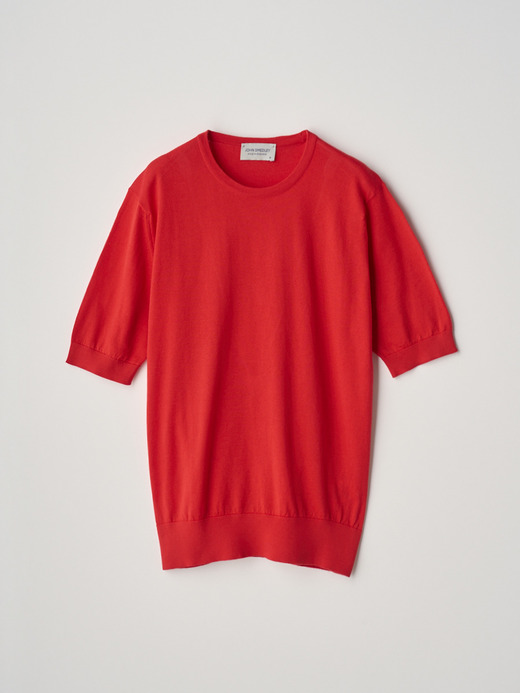 Round neck Short sleeved Sweater | NELL | 30G MODERN FIT 詳細画像 BLAZE RED 1