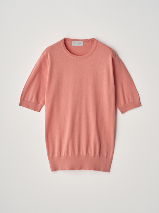 Round neck Short sleeved Sweater | NELL | 30G MODERN FIT 詳細画像 CORAL 1